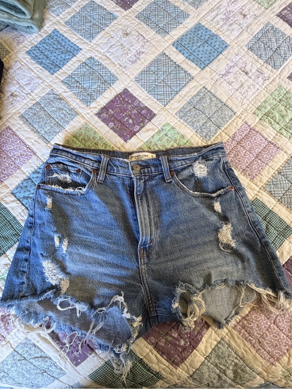 Abercrombie & Fitch Distressed Denim Cutoff Shorts - Blue